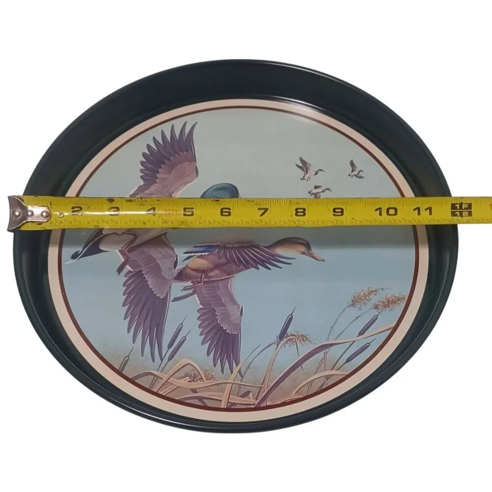 Vintage 1981 Avon Mallards in Flight Chesapeake Collection Metal Tray Ducks 12